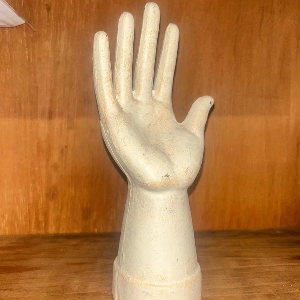 Cast Iron Hand Sculpture Cream Right Hand Statue Home Decor Art